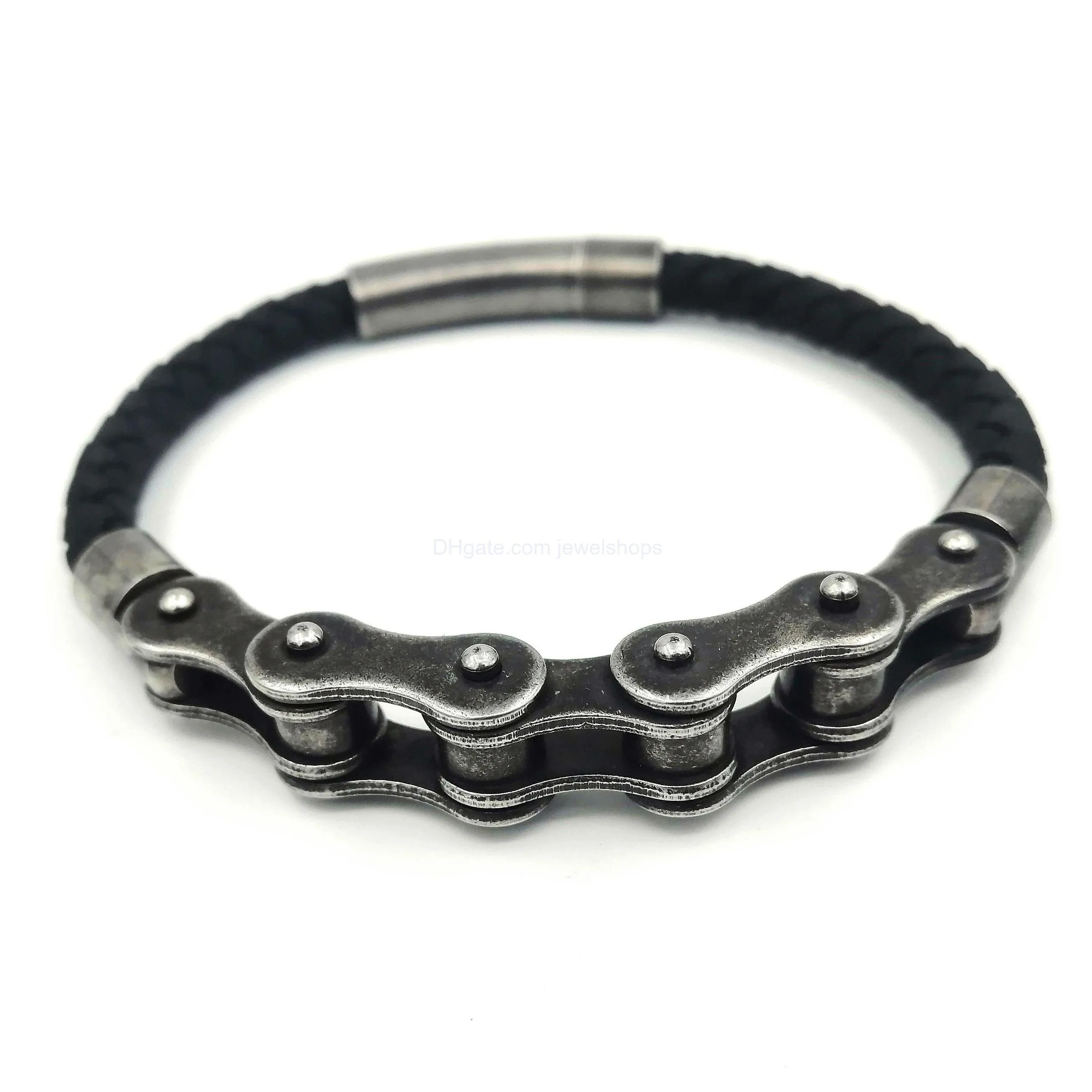 Motorcycle Chain Link Bracelet - Steel Biker Punk Rock Metal Cuff