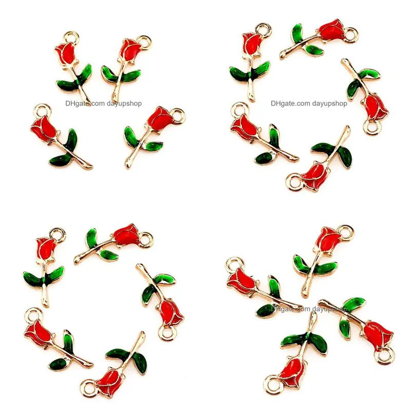 20pc/lot rose flower pendant charm fit for glass magnetic floating locket bracelet necklace making