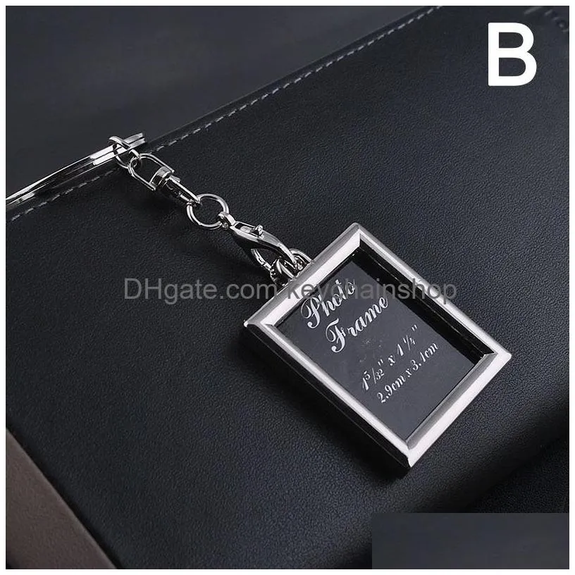 photo keychain 6 designs mini creative metal alloy heart square round oval insert photo picture frame keyring souvenir keychain