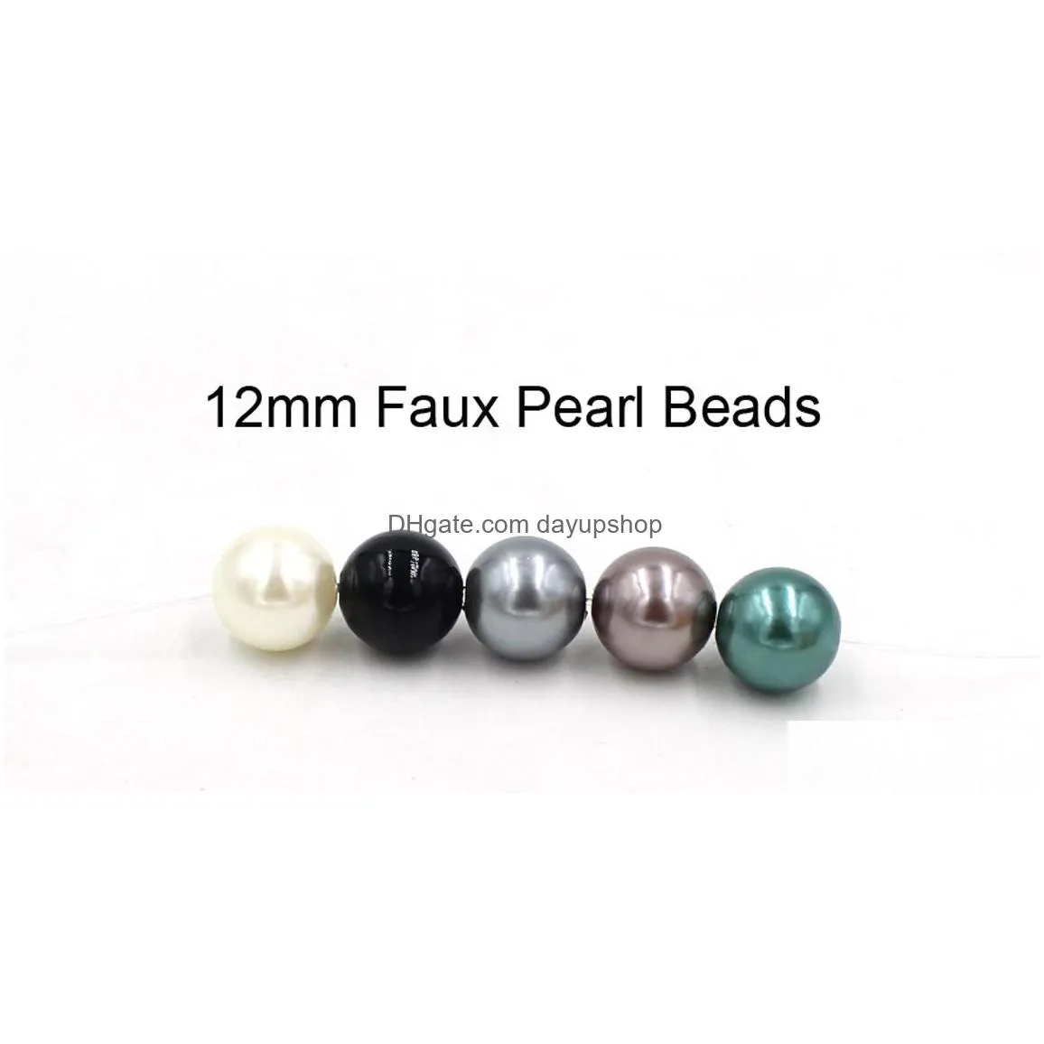 wholesale 5 colors 12mm faux pearl beads round loose spacer beads for jewelry making diy charm bracelets earrings women girl