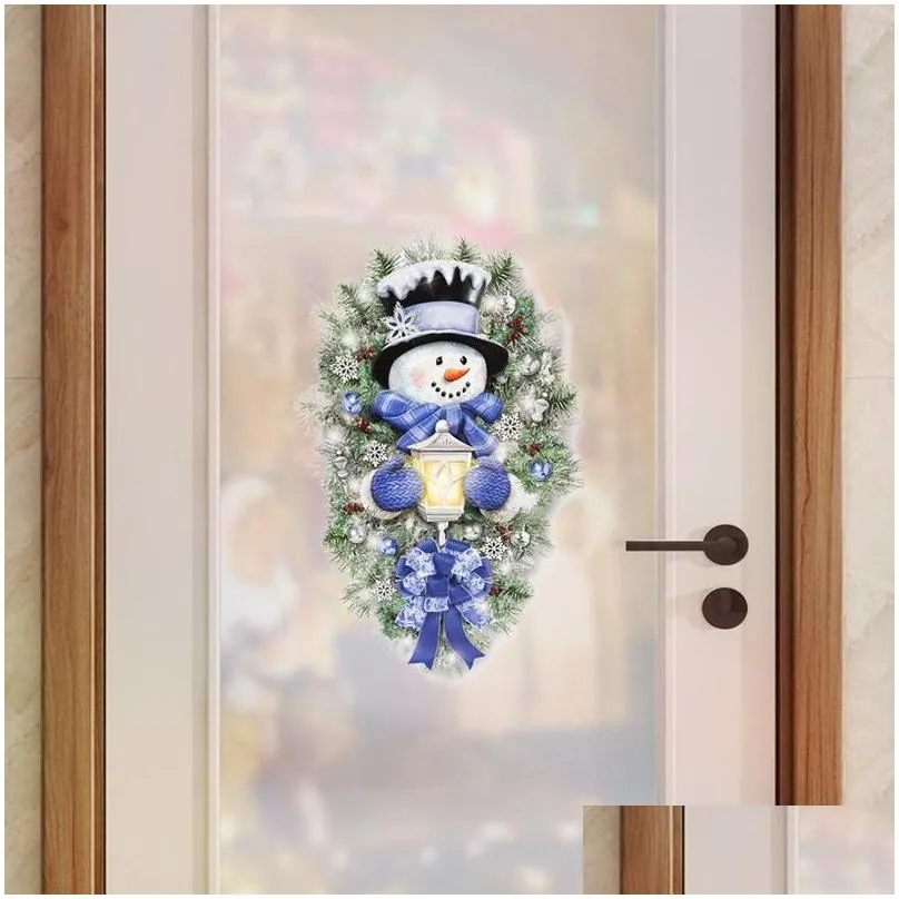 christmas decorations wreath door sticker snowman wall window xmas decoration navidad decalchristmas