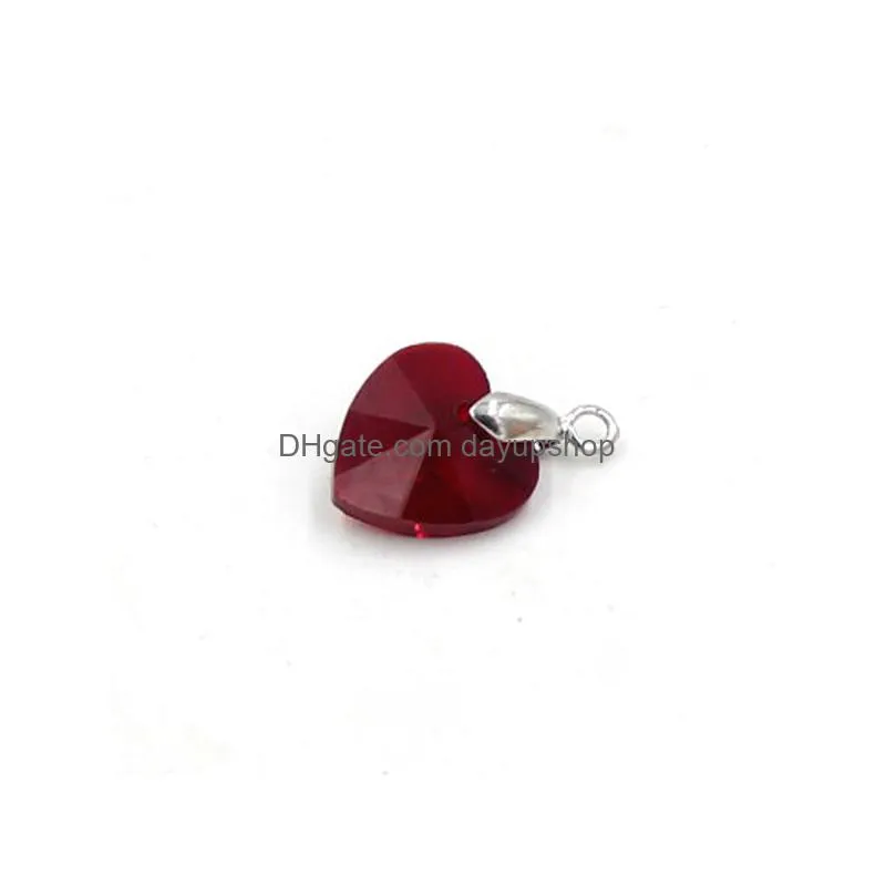 50pcs 14mm charms glass crystal heart pendants faceted charm crafts material supplies for diy making jewelry wholesale