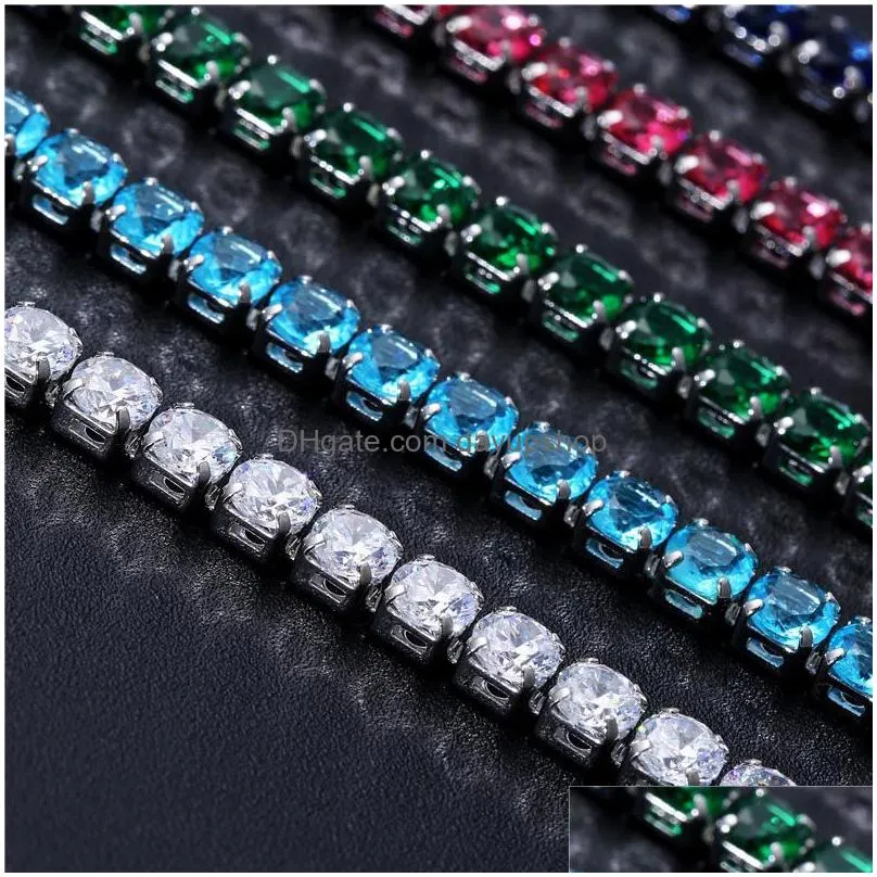 luxury 4mm cubic zirconia tennis bracelets iced out chain crystal wedding bracelet for women men gold silver bracelet
