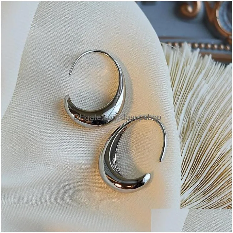 hoop & huggie gold chic water drop shaped earrings women`s chunky hoops geometrical brass minimalist wedding party jewelryhoop