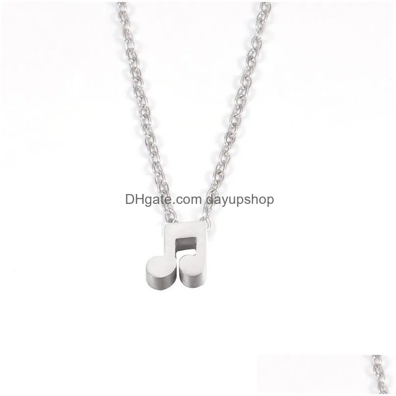 wholesale stainless steel necklace music note pendent necklaces for women girls kids birthday gifts fashion music jewelry new