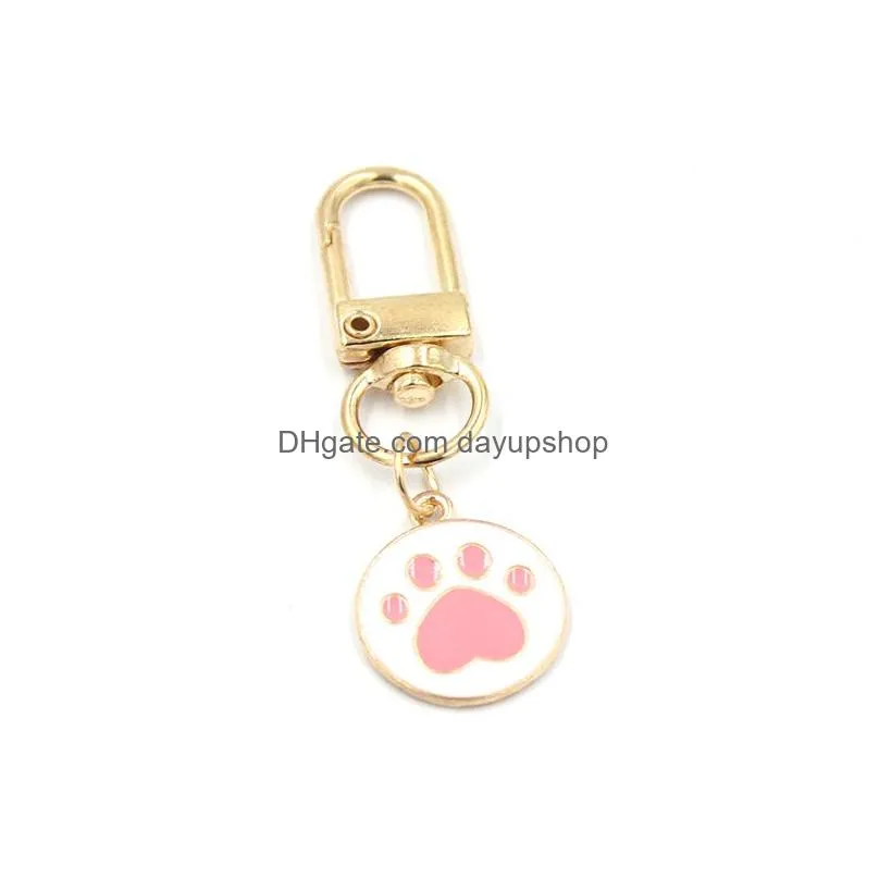 wholesale dog paw print pendant keychain fashion key rings zipper pull charm planner charms accessories hangbag hanging pendants keyring for women