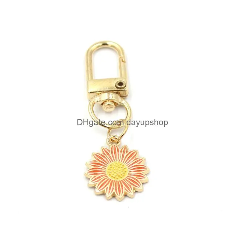 wholesale women girls sun flower pendant keychain fashion key rings zipper pull charm planner charms accessories hangbag hanging pendants