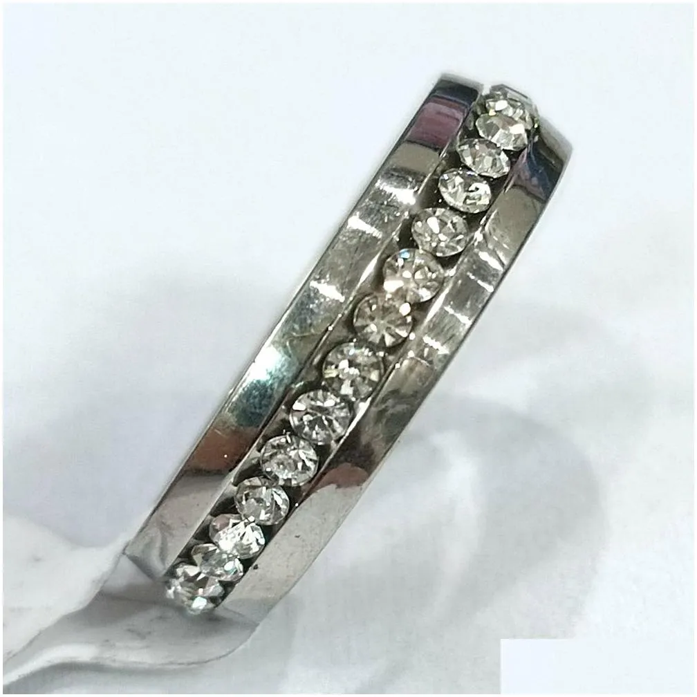 250 silver comfort fit rhinestone zircon stainless steel wedding rings