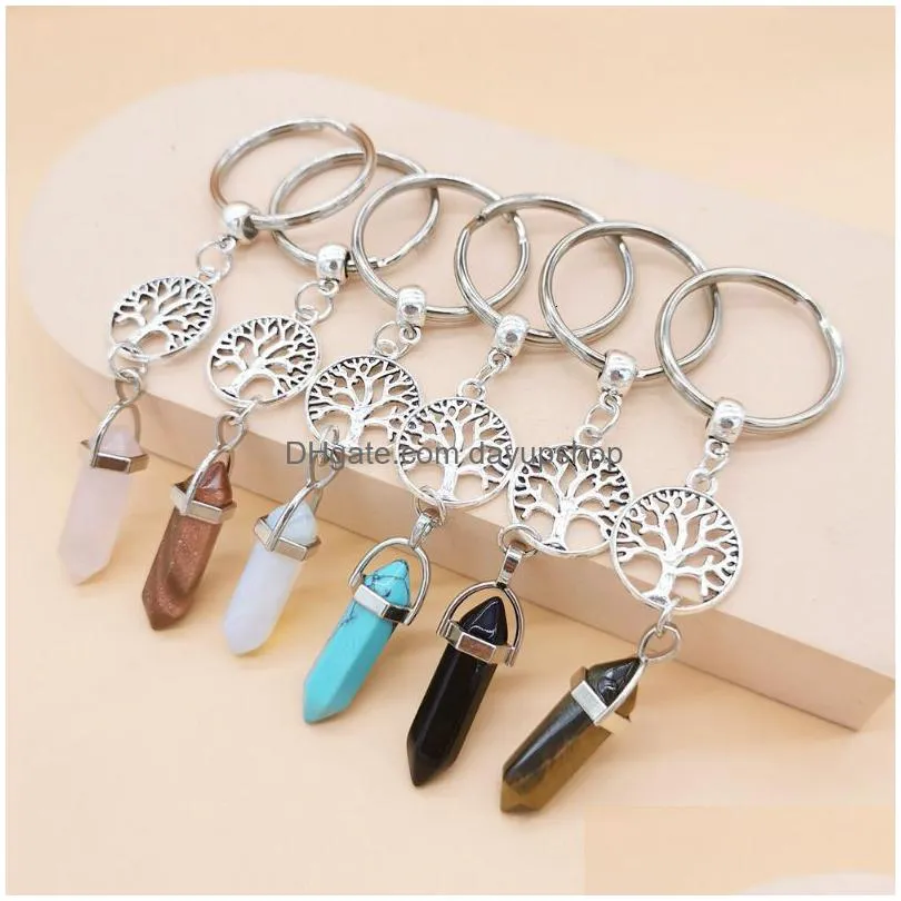 keychains lanyards 20pcs natural stone crystal quartzs keychain women men handbag hangle car key holder raw mineral stone keyring jewelry