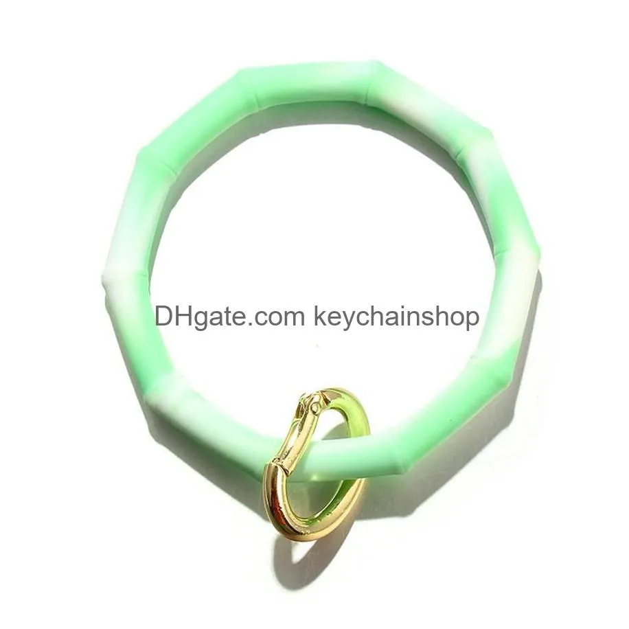 10 colors silicone wristlet keychain bracelet bangle keyring large circle bamboo sports bracelet women girls