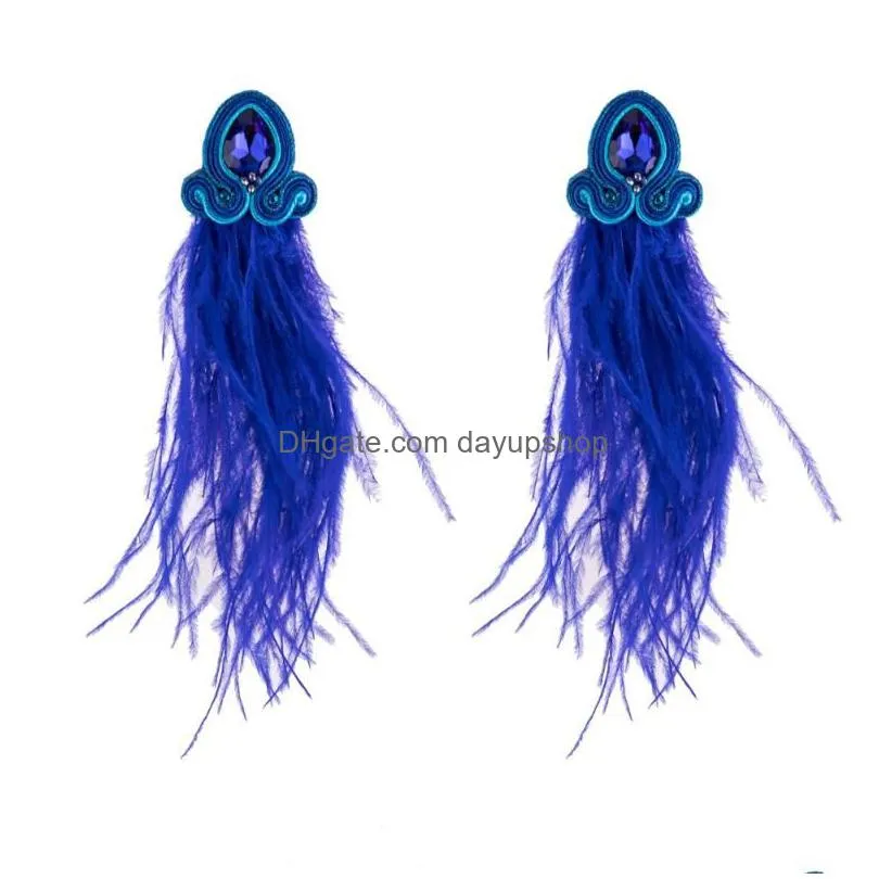 dangle & chandelier kpacta fashion soutache handmade bohemian long feather tassel earrings for women ethnic jewelry accessories
