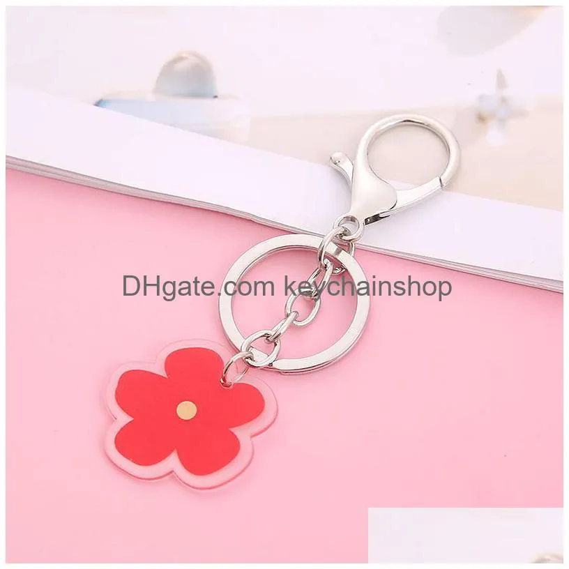 cute cartoon keychain fruit pendant key chain car keyring handbag charm pig flower funny acrylic key ring holder women girl gift