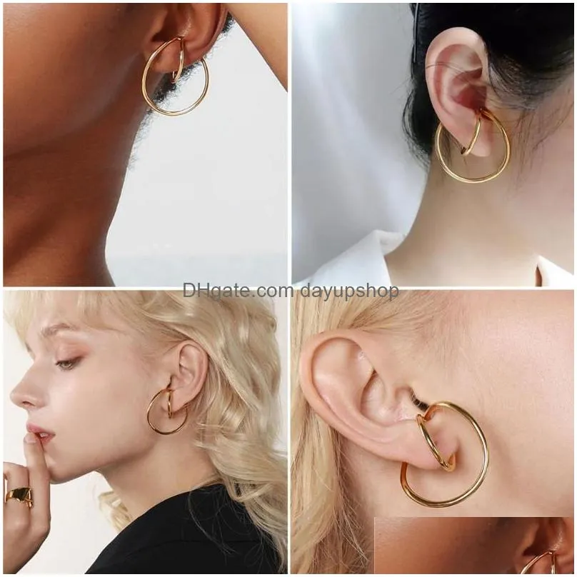 clip-on & screw back geometric ear clips irregular twisted curve cartilage earring cuffs non piercing earrings fashion women