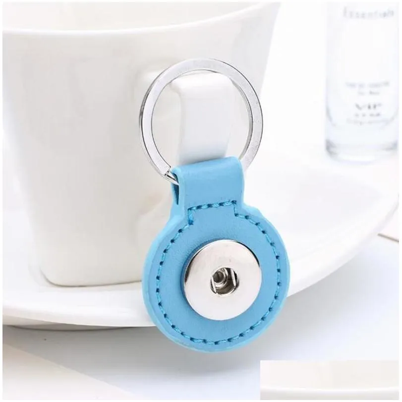 round pu leather snap button keychain 8 colors key rings fit diy 18mm snap jewelry