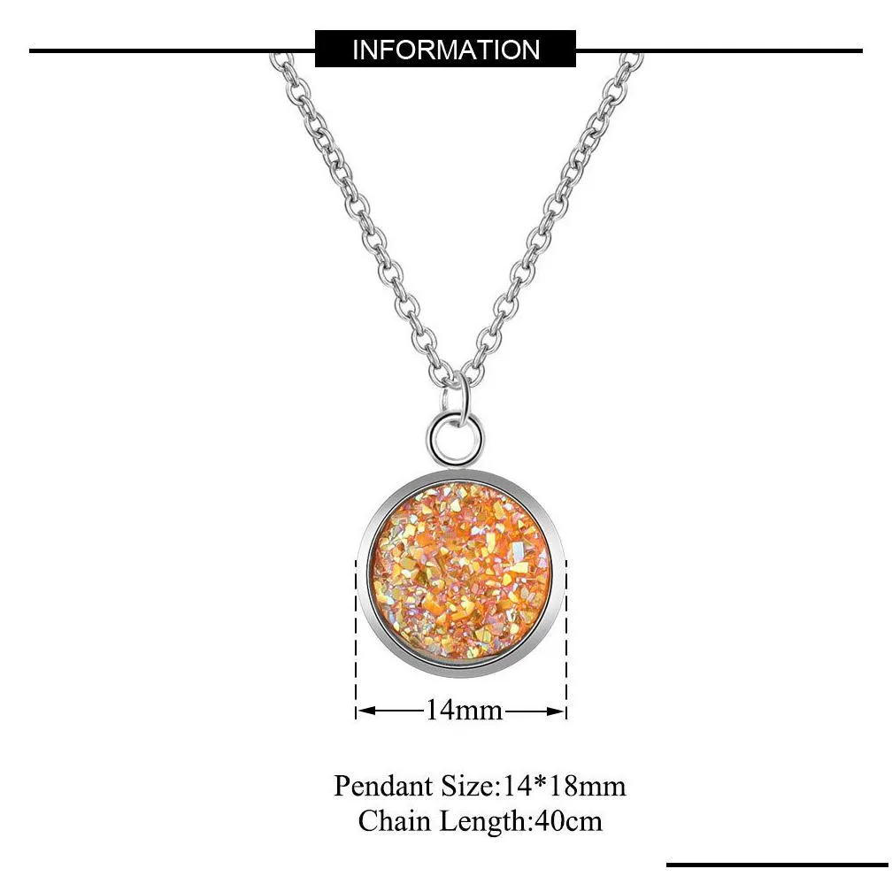 fashion removable necklace for women stainless steel diy colorful resin charm pendants necklaces