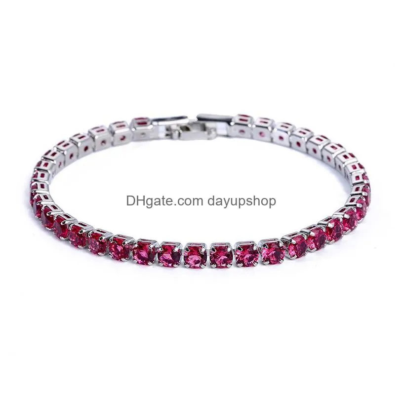 luxury 4mm cubic zirconia tennis bracelets iced out chain crystal wedding bracelet for women men gold silver bracelet