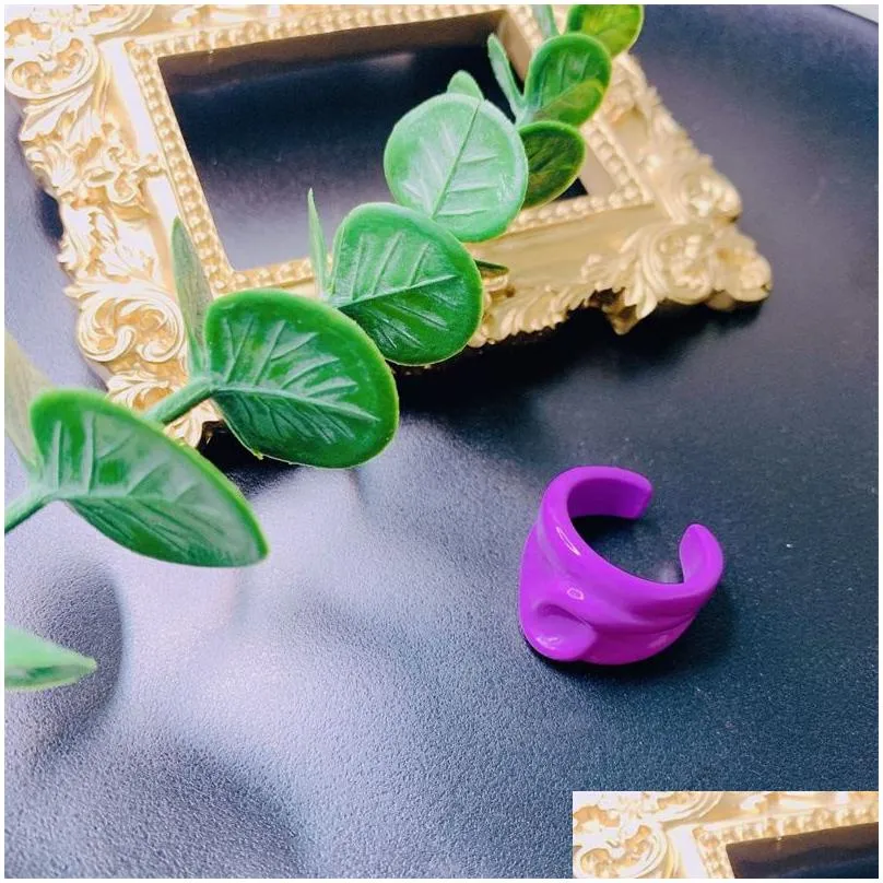 2021 summer fashion colorful geometric chain acrylic ring candy color irregular opening rings for women party finger jewelry