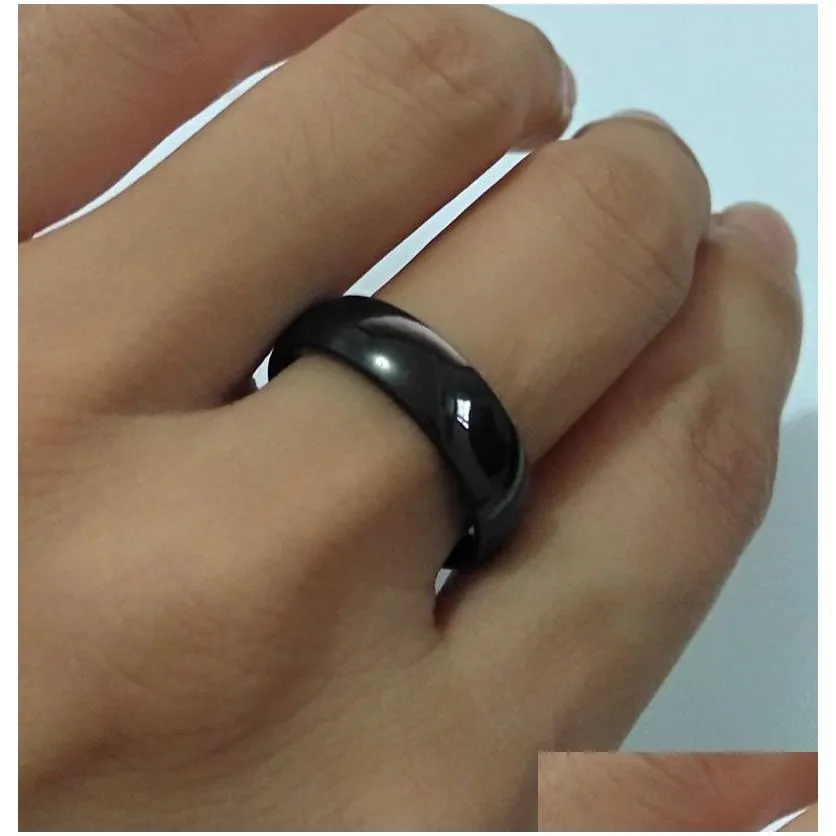50pcs black band ring 6mm width flat & arc shape 316l stainless steel rings men women elegant classic jewelry wholesale lots