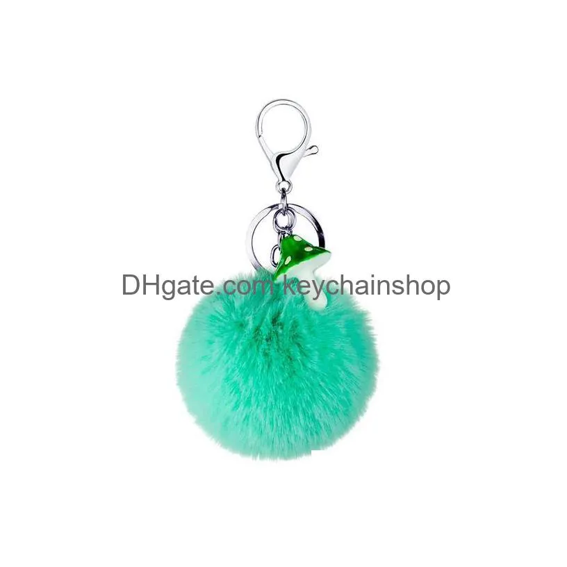 creative resin hair ball key rings creative small gift color mini mushroom hair ball key ring pendant