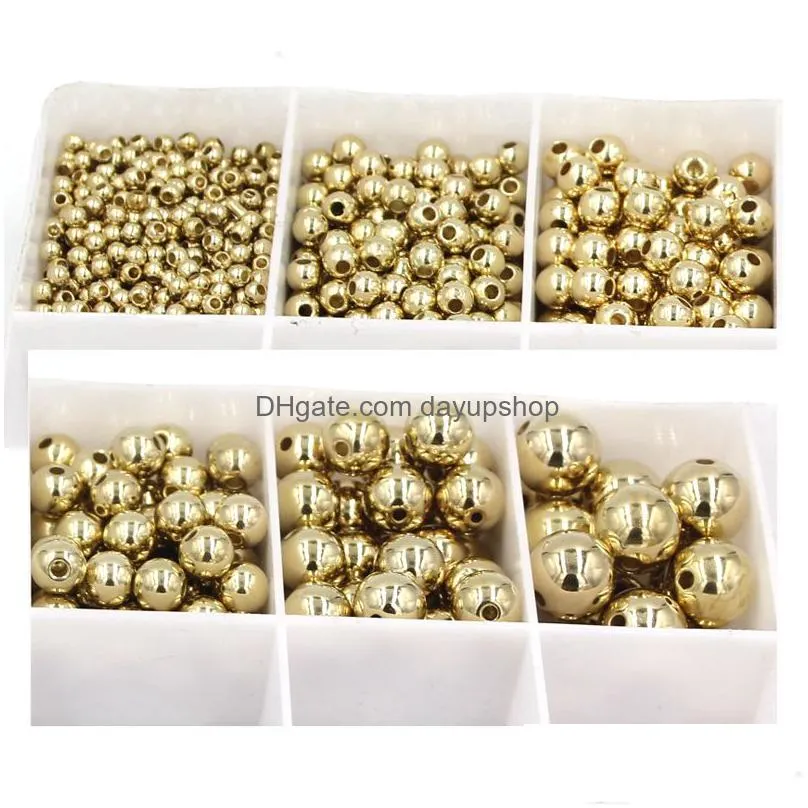 wholesale 2 4 5 6 8 10mm loose acrylic beads gold plated ccb round seed spacer bead for beaded bracelets jewelry making diy