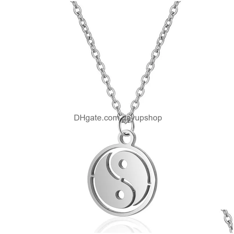 wholesale stainless steel necklace yingyang pendant necklaces for women men gift fashion jewelry collar new inpsiration jewellery