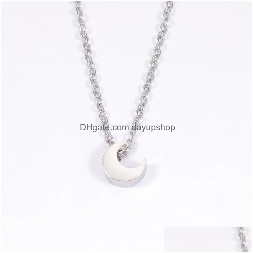 wholesale simple moon pendent necklaces stainless steel star necklace for women girls child birthday gifts rose gold fashion party jewelry