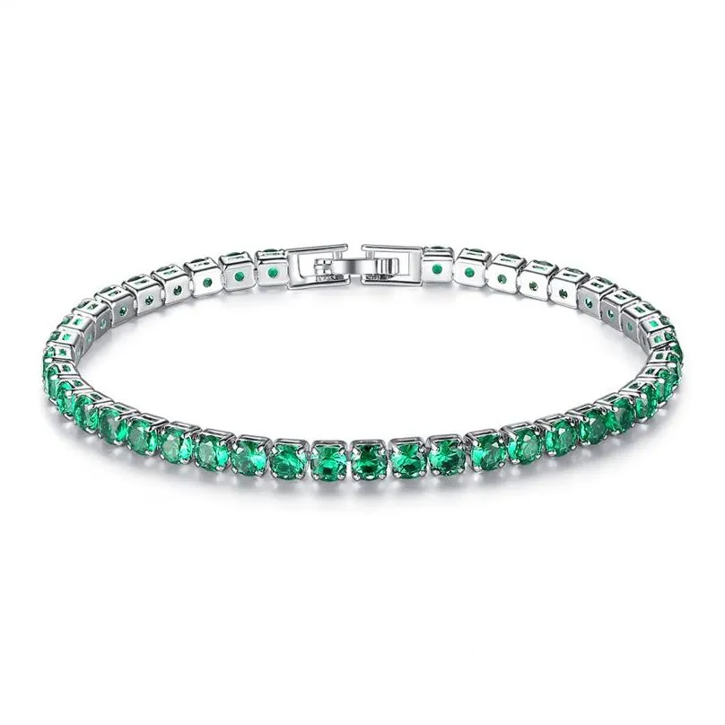 Iced Out Chain Tennis Bracelets CZ Bling Cubic Zirconia Mens Hip Hop Jewelry Blue Green Silver Rose Gold 4mm Round Full Diamond Women Fashion Hiphop 1 Single Row