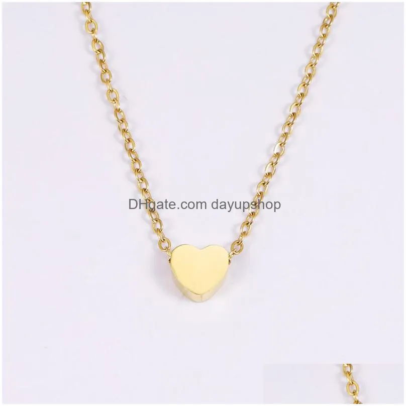 wholesale stainless steel tiny heart necklace women fashion chain necklaces for birthday gifts trendy female choker jewelry collar