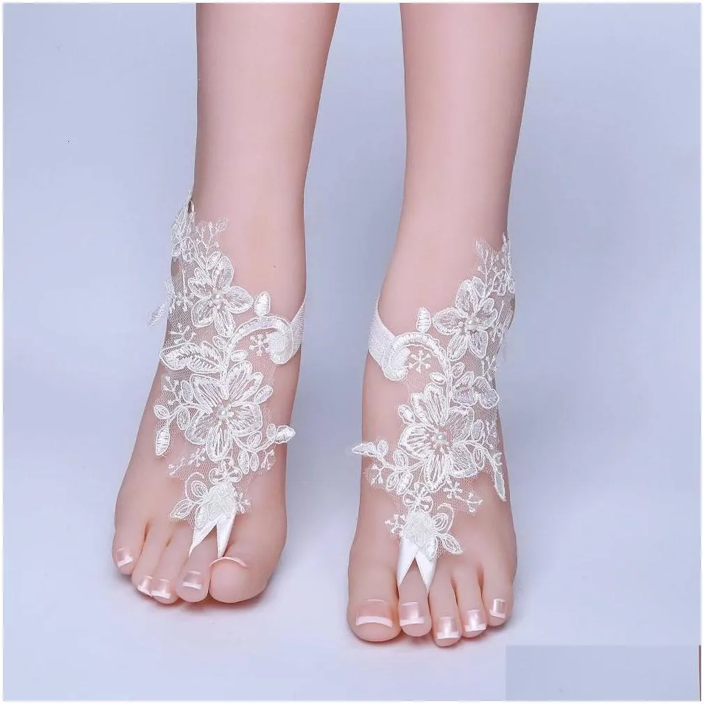 anklets foot chain lace ankle bracelet bride beach wedding barefoot sandals women`s blue 230512