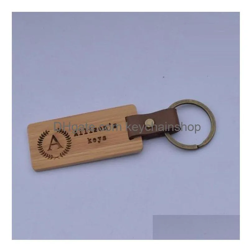 11 styles custom logo personalized leather keychain pendant beech wood carving keychains luggage decoration key ring diy thanksgiving day gift with