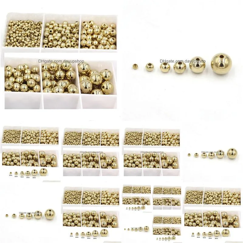 wholesale 2 4 5 6 8 10mm loose acrylic beads gold plated ccb round seed spacer bead for beaded bracelets jewelry making diy