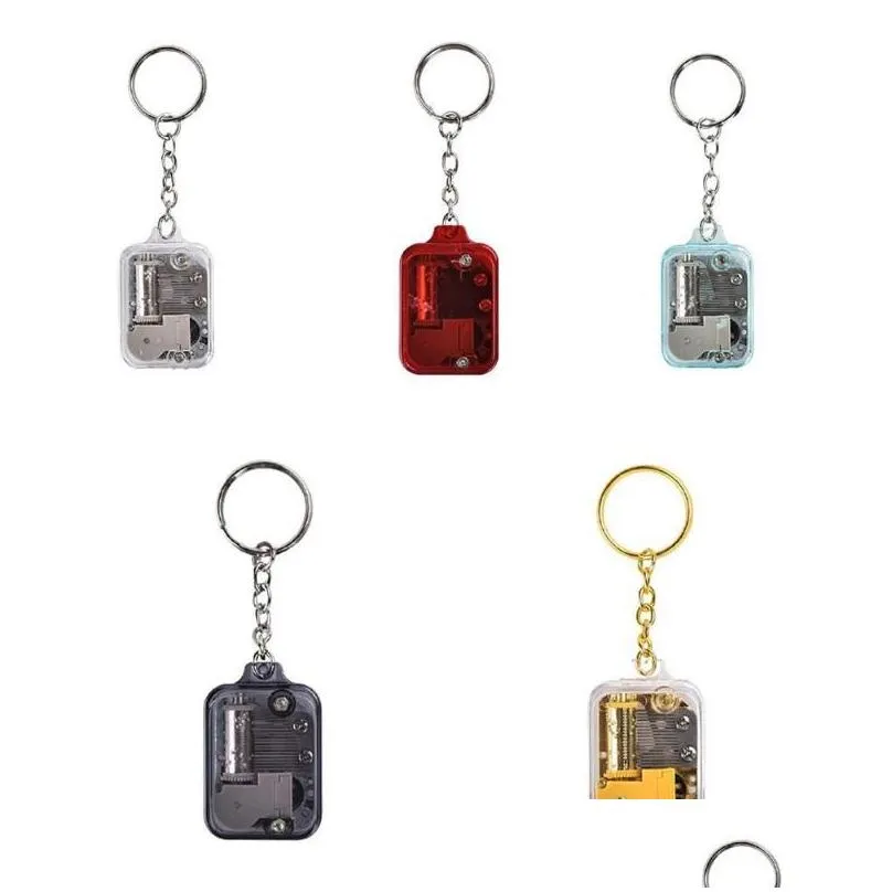 Keychains Music Box Keychain Pendant Movement 18 Tones Mechanical Metal Boxes Clockwork With Screws Kids Gifts Toys
