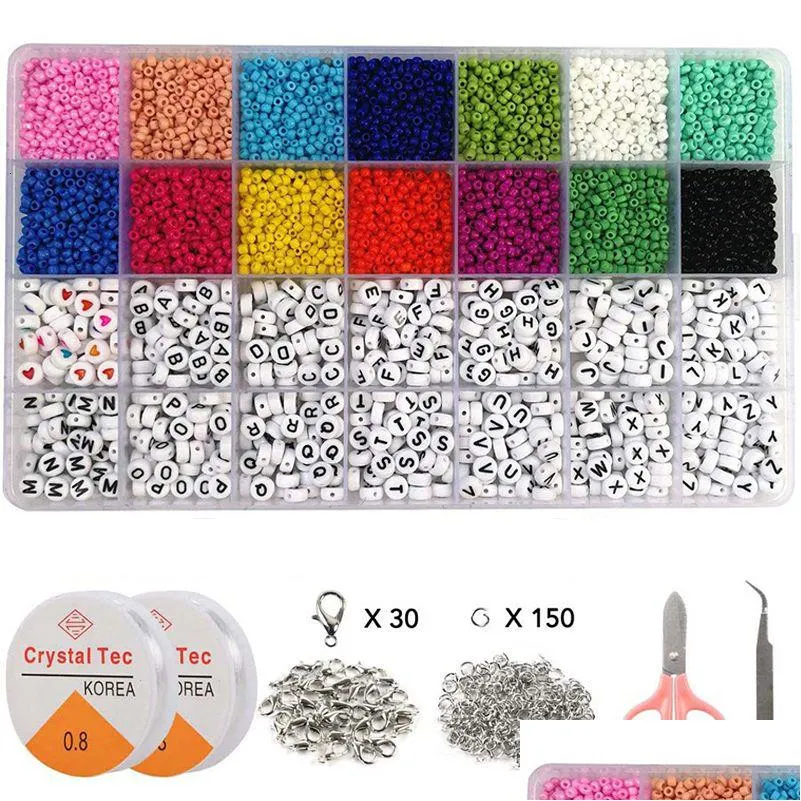 acrylic plastic lucite letter glass seed bead set polymer clay alphabet bead kit soft pottery bead gift box for bracelet jewelry making diy accessories