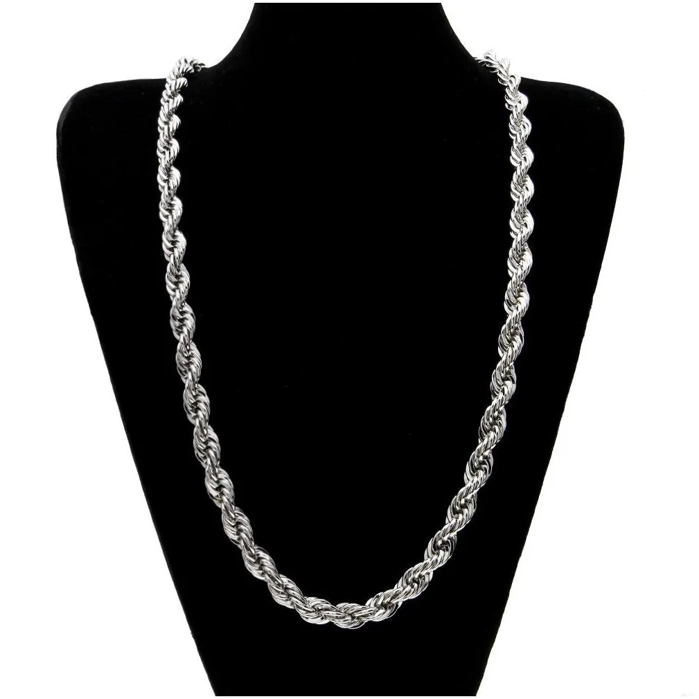 10mm thick 76cm long rope twisted chain 24k gold plated hip hop heavy necklace for mens