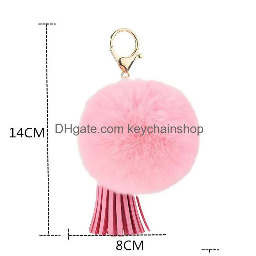 lovely rabbit fur tassel car keychain women men creative pendants key ring holder bag charms accessories