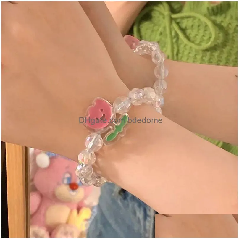 dual use cute hair rings jewelry charm bracelet for girls resin hair bands rope ornaments accessory
