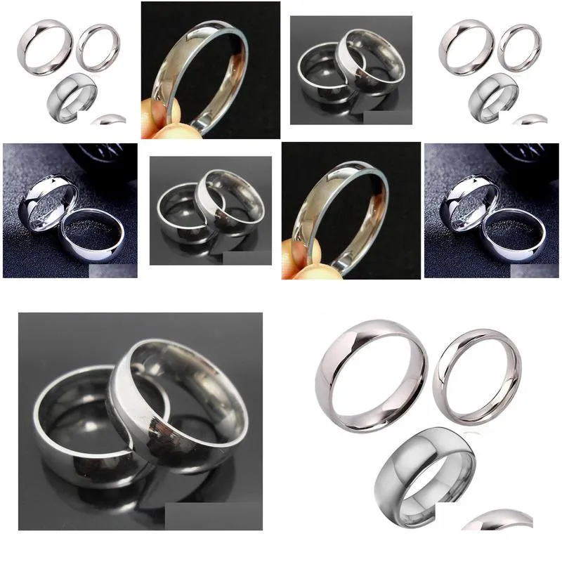 bulk lots 1500pcs top mix of 4mm 6mm 8mm silver band 316l stainless steel rings comfort-fit quality men women rings wholsesale jewelry