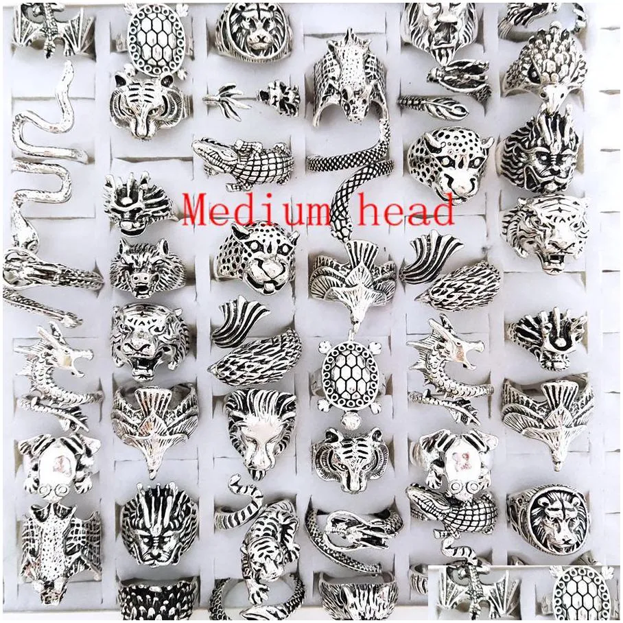 20pcs 20 designs animal metal rings top styles mix cicada monkey silver-plated retro ring wholesale party jewelry