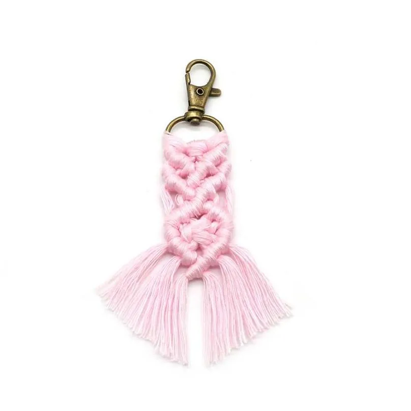 Keychains Small Macrame Fringe Keychain - Boho Bridal Wedding Shower Decor // Gifts Under 5 Tassel Key Chain/Keyring Woven WX4T-R