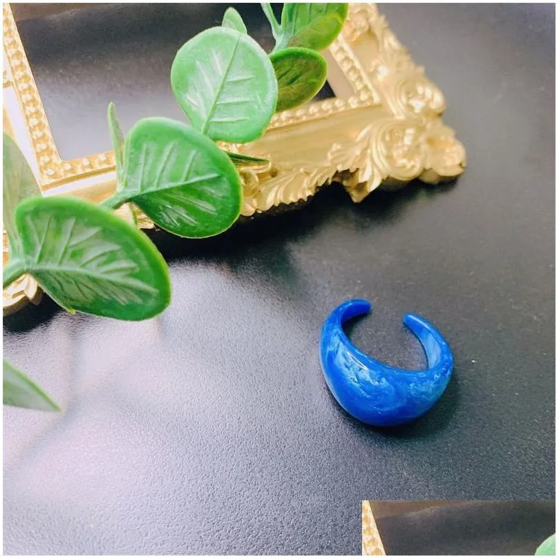 2021 summer fashion colorful geometric chain acrylic ring candy color irregular opening rings for women party finger jewelry