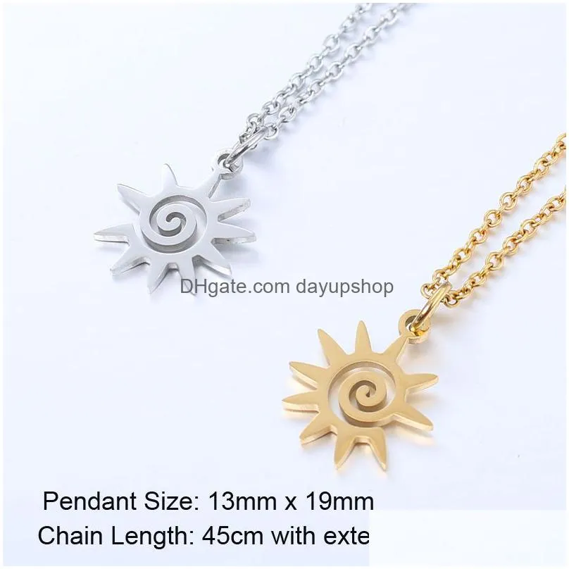 wholesale stainless steel necklace ethnic sun totem pendent necklaces for women birthday party gifts fashion jewelry collar