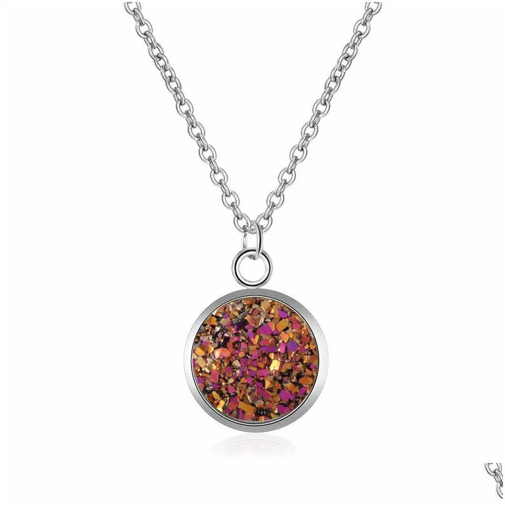 fashion removable necklace for women stainless steel diy colorful resin charm pendants necklaces