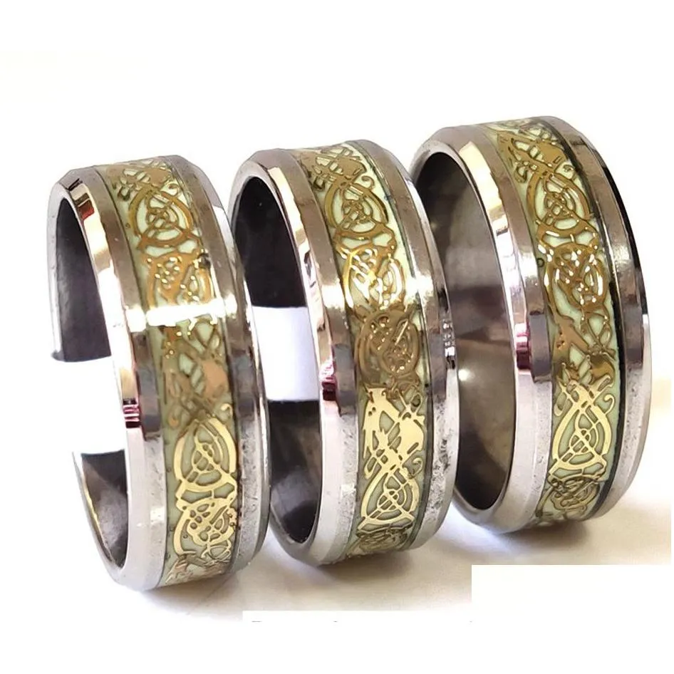 30pcs mix 316l stainless steel dragon pattern ring vintage mens cool fashion ring quality jerwelry wholesale hot sale brand new