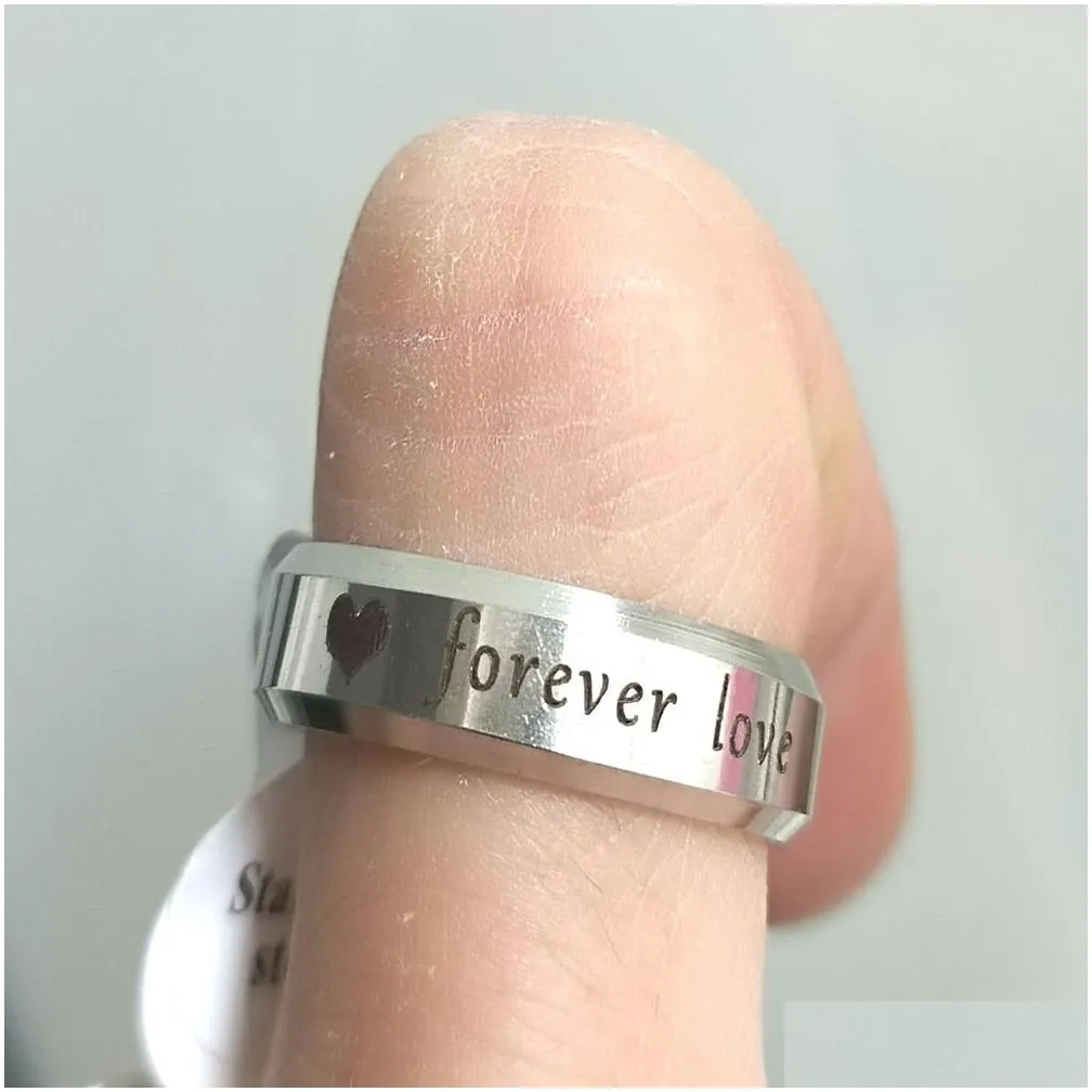 wholesale 30pcs silver gold plate forever love couples lovers rings girlfriend stainless steel wedding engagement ring wife husband birthday