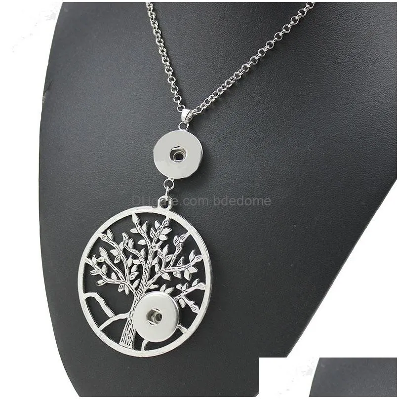 wholesale noosa snap button pendant necklaces life tree dragonfly designs european american diy jewelry free shipping