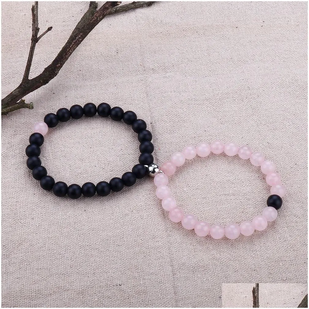 fashion natural stone strands bracelet for lovers distance magnet couple bracelets yoga friendship valentine jewelry gifts