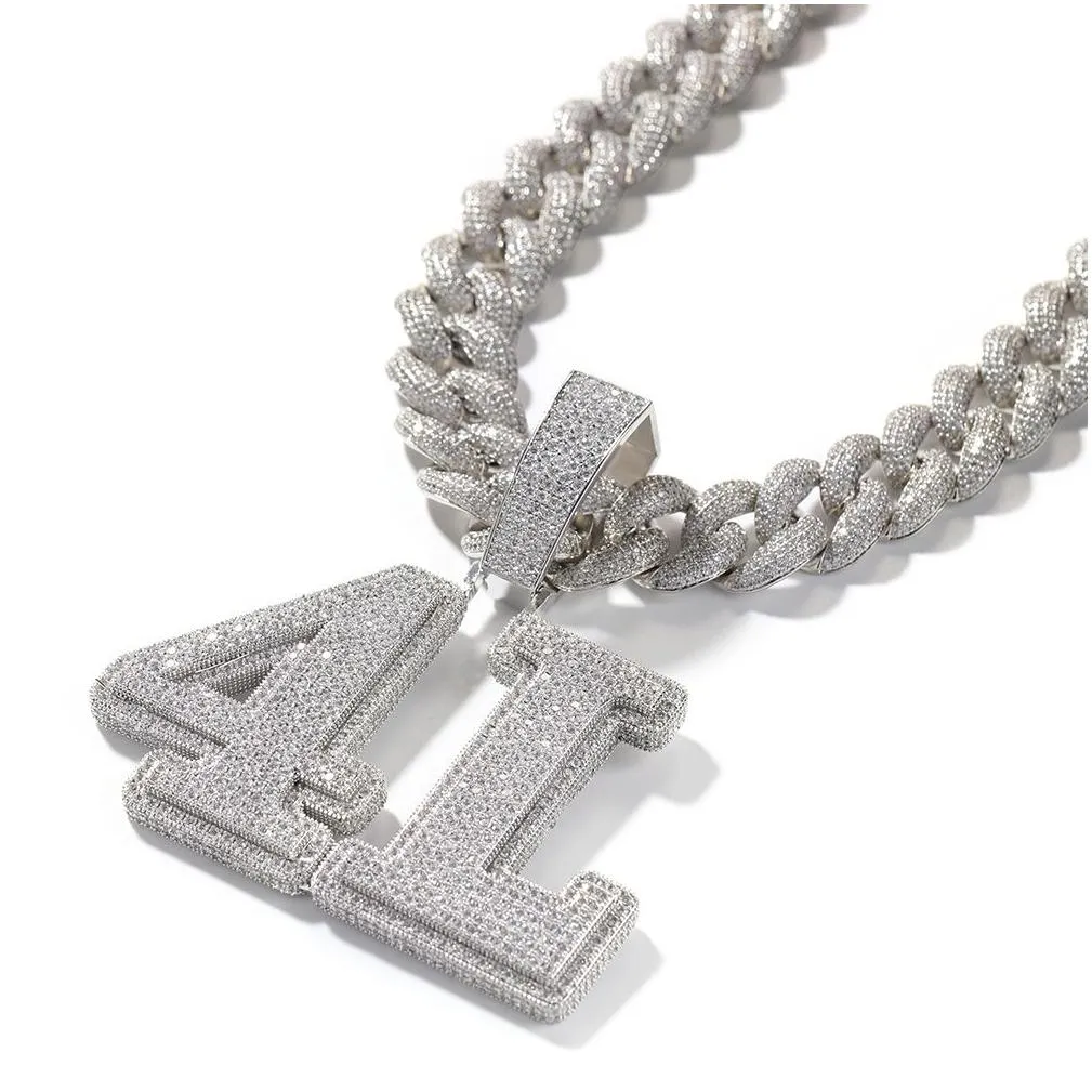 iced out pendant custom name necklace for men prong setting two layers white gold plated hip hop jewelry