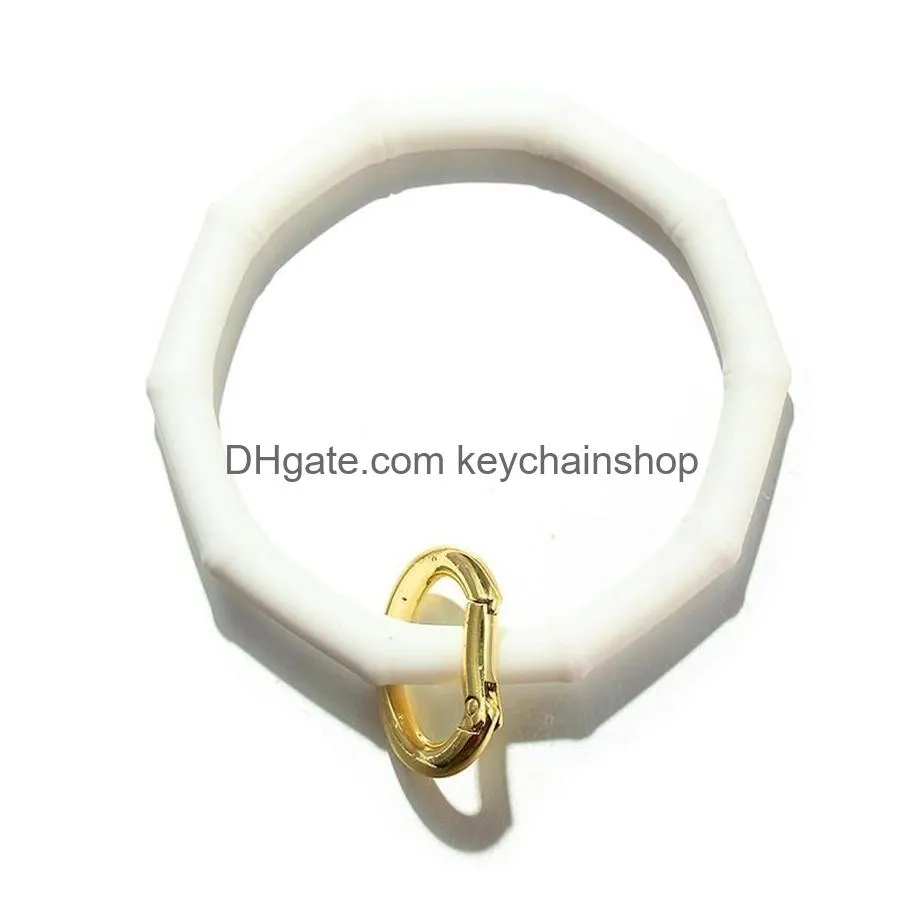 10 colors silicone wristlet keychain bracelet bangle keyring large circle bamboo sports bracelet women girls