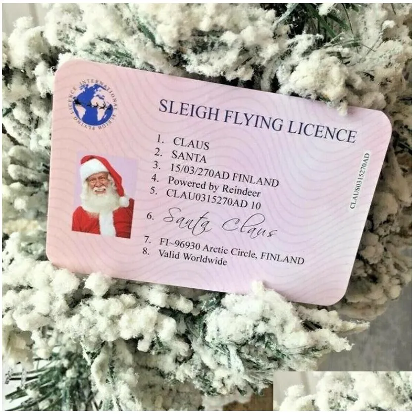 santa claus flight cards sleigh riding licence tree ornament christmas decoration old man driver license entertainment props 6 styels