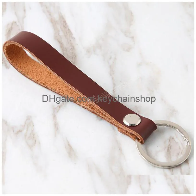 8 colors fashion pu leather keychain business gift leather key chain men women car bag key strap waist wallet keyring pendant